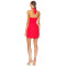 Red Crinkled Chiffon Sleeveless Backless Halter Neck Design Slight Ruffles Mini Dress