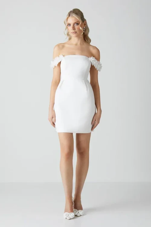 Women's Fashion Off Shoulder Solid Color Hip Wrap Ruffle High Waist Lady Dresses