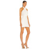 Red Crinkled Chiffon Sleeveless Backless Halter Neck Design Slight Ruffles Mini Dress