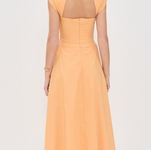 Sexy  Short Sleeve Solid Color Hip Wrap High Waist Open Back Fashion Casual Dress