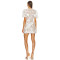 Fashion Trend Floral Embellished Padded Shoulders Puff Sleeves Deep Neckline Elegant Ladies Mini Dress