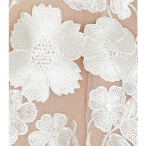 Fashion Trend Floral Embellished Padded Shoulders Puff Sleeves Deep Neckline Elegant Ladies Mini Dress