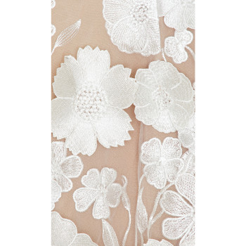 Fashion Trend Floral Embellished Padded Shoulders Puff Sleeves Deep Neckline Elegant Ladies Mini Dress