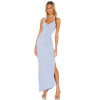 Customizable Halter Strap Style Frayed Edge Side Ruffles Bodycon Women Maxi Dress