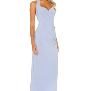 Customizable Halter Strap Style Frayed Edge Side Ruffles Bodycon Women Maxi Dress