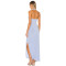 Customizable Halter Strap Style Frayed Edge Side Ruffles Bodycon Women Maxi Dress