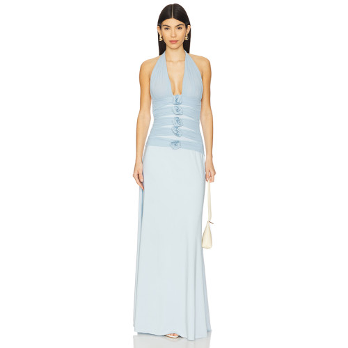 Fashionable Halter neck New Design Sexy Gentle Backless Elegant Woman's Long Dress