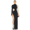 Elegant Sexy Formal Black Bodycon High Slit Cut Out One Shoulder Evening Party Dress