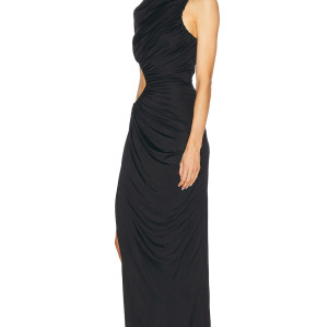 Elegant Sexy Formal Black Bodycon High Slit Cut Out One Shoulder Evening Party Dress