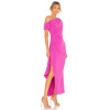 Elegant One Shoulder Style Side Slit Ruffled Hem Ruffled Crepe Fabric Ladies Long Dress