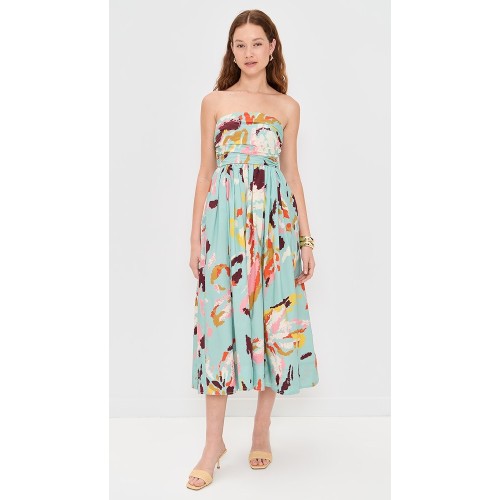 Customized High Quality Off Shoulder Open Back Irregular Pattern Print Midi Casual Dress