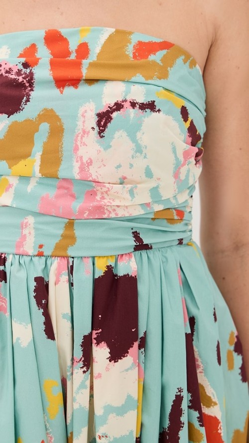 Customized High Quality Off Shoulder Open Back Irregular Pattern Print Midi Casual Dress