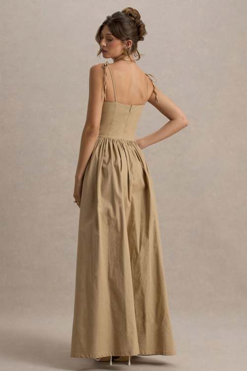 Customized High Quality Elegant Side split V neck Camisole Sexy Woman's Maxi Dress