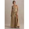 Customized High Quality Elegant Side split V neck Camisole Sexy Woman's Maxi Dress