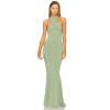 Elegant Slip on Style Halter Strap Medium Weight Slimming Plain Weave Fabric Ladies Long Dress