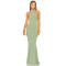 Elegant Slip on Style Halter Strap Medium Weight Slimming Plain Weave Fabric Ladies Long Dress