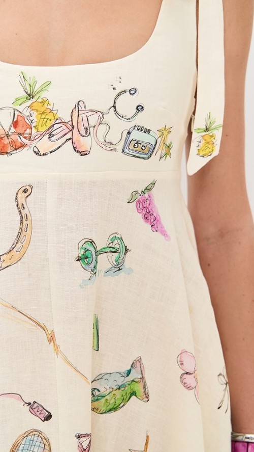 Women's Cute Vacation Style  Square Open Back High Waist Artwork Print Casual Dress