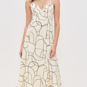 Women's Sample Camisole V-Neck Cut Out High Tight Waist Geometric Print Casual Dress