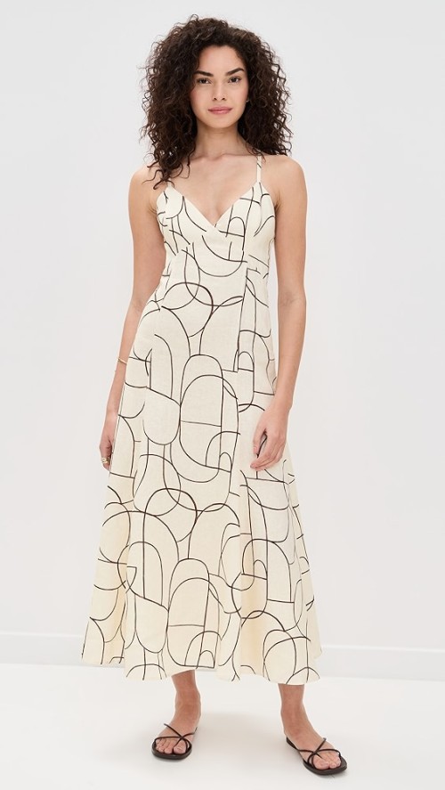 Women's Sample Camisole V-Neck Cut Out High Tight Waist Geometric Print Casual Dress