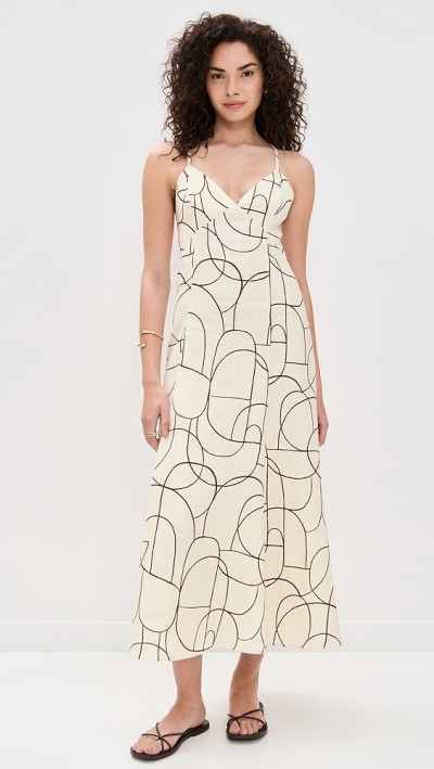 Women's Sample Camisole V-Neck Cut Out High Tight Waist Geometric Print Casual Dress
