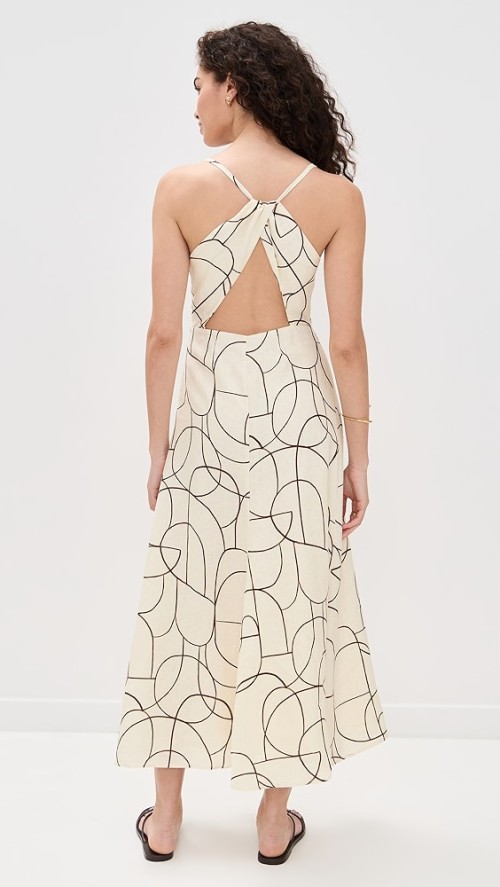 Women's Sample Camisole V-Neck Cut Out High Tight Waist Geometric Print Casual Dress
