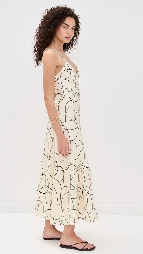 Women's Sample Camisole V-Neck Cut Out High Tight Waist Geometric Print Casual Dress