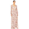 Romantic Long sleeve Breathable Side split Flowy Waist Cut out Floral print Woman's Maxi Dress