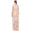 Romantic Long sleeve Breathable Side split Flowy Waist Cut out Floral print Woman's Maxi Dress