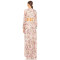 Romantic Long sleeve Breathable Side split Flowy Waist Cut out Floral print Woman's Maxi Dress