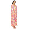 Romantic Long sleeve Breathable Side split Flowy Waist Cut out Floral print Woman's Maxi Dress