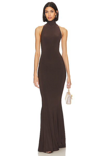 2025 New Style Sexy Halter Neck High Collar Body Hugging Mermaid Style Maxi Dress for Women