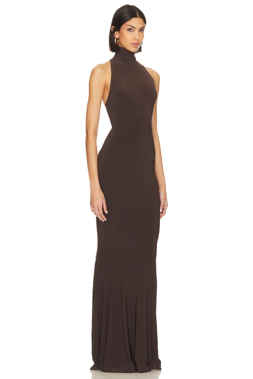 2025 New Style Sexy Halter Neck High Collar Body Hugging Mermaid Style Maxi Dress for Women