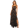 Lacy Delicate Intricate Exquisite GlamorousSide split Elegant Deep V neck Cross strapped Long Dress