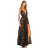 Lacy Delicate Intricate Exquisite GlamorousSide split Elegant Deep V neck Cross strapped Long Dress
