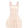 Romantic Sweet Dainty Lacy Ruffled Square neck Charming Graceful Mini Dress