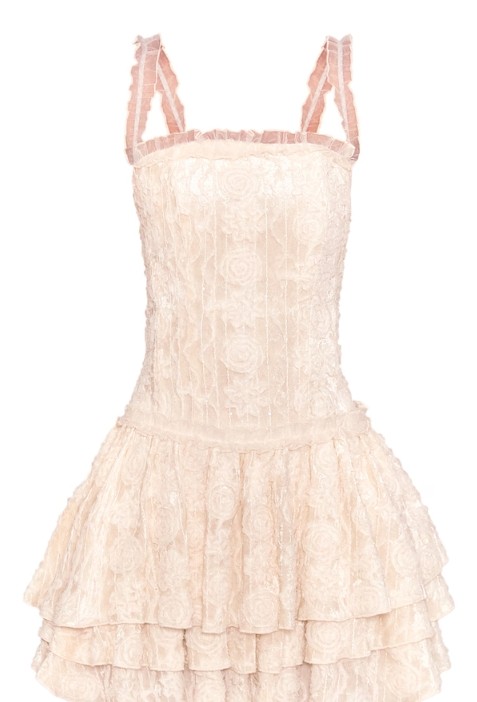 Romantic Sweet Dainty Lacy Ruffled Square neck Charming Graceful Mini Dress