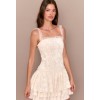 Romantic Sweet Dainty Lacy Ruffled Square neck Charming Graceful Mini Dress