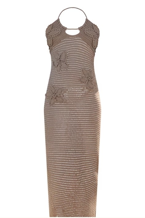 New fashion Backless Bohemian Vacation ready Crocheted Halter neck Cut out Beachy Woman's dress