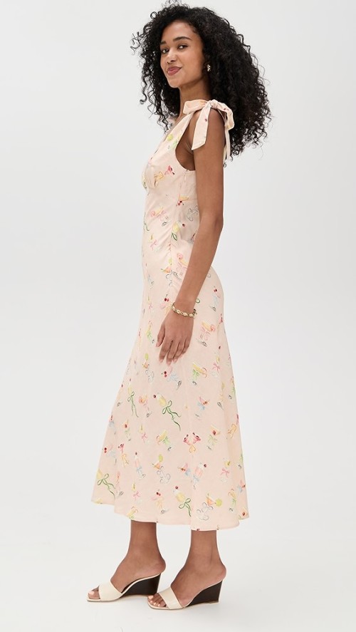 Cute Women Summer V-Neck Open Back Slim Tight Waist Cocktail Print  Casual Dress