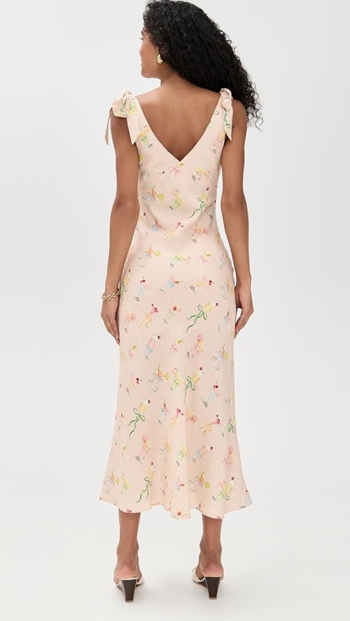 Cute Women Summer V-Neck Open Back Slim Tight Waist Cocktail Print  Casual Dress