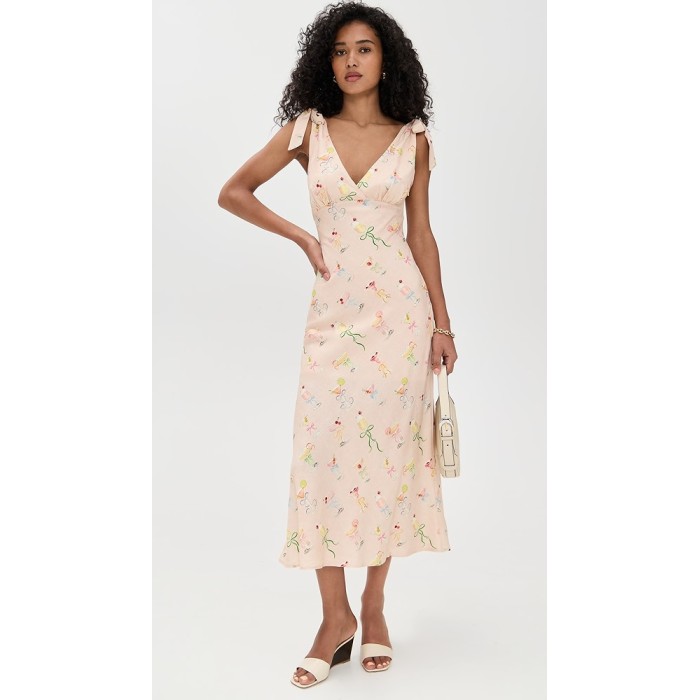 Cute Women Summer V-Neck Open Back Slim Tight Waist Cocktail Print  Casual Dress
