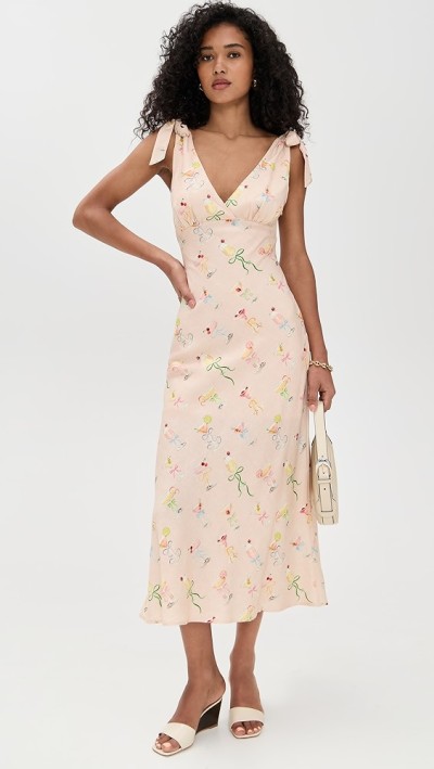 Cute Women Summer V-Neck Open Back Slim Tight Waist Cocktail Print  Casual Dress