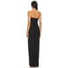 Elegant Strapless Black Gown with Dramatic High Slit U shaped Wire Neckline Design Maxi Dress