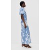 Elegant Women One Shoulder Ruffle Tight Waist Cut Out Floral Print Casual Dress