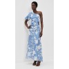 Elegant Women One Shoulder Ruffle Tight Waist Cut Out Floral Print Casual Dress