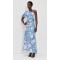 Elegant Women One Shoulder Ruffle Tight Waist Cut Out Floral Print Casual Dress