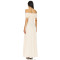 2025 New Arrival Off the Shoulder Draped Slip on Dress in Metallic Ribbed Jersey Fabric Maxi Dress