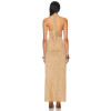 Designer Boutique Vintage Elegant Draped Backless Ruffle Tight Waist High Slit Evening Dress
