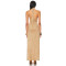Designer Boutique Vintage Elegant Draped Backless Ruffle Tight Waist High Slit Evening Dress