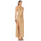 Designer Boutique Vintage Elegant Draped Backless Ruffle Tight Waist High Slit Evening Dress